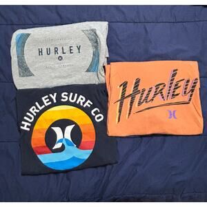 Men’s Lot of 3 Hurley T Shirts Gray, Navy and Orange, size XXL 2X